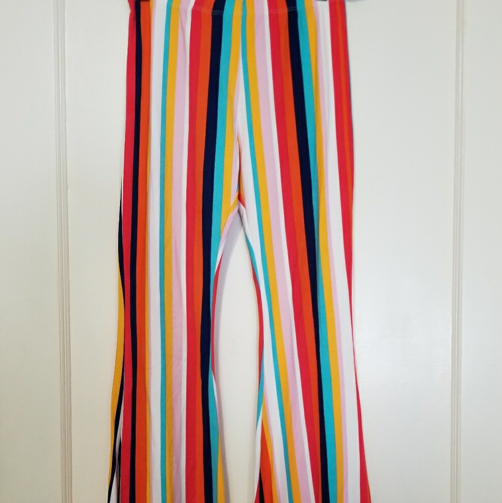 Striped bell bottom pants
